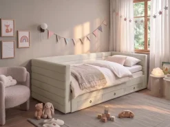 Letto da giorno con contenitore Velluto MEUDON 90 x 200 cm Bianco sporco