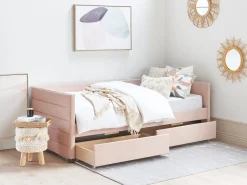 Letto da giorno con contenitore Velluto MARRAY II 90 x 200 cm Rosa pastello
