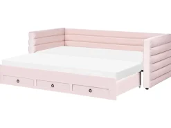 Letto da giorno con contenitore Velluto MEUDON 90 x 200 cm Rosa pastello