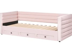 Letto da giorno con contenitore Velluto MEUDON 90 x 200 cm Rosa pastello