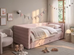 Letto da giorno con contenitore Velluto MEUDON 90 x 200 cm Rosa pastello