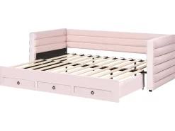 Letto da giorno con contenitore Velluto MEUDON 90 x 200 cm Rosa pastello