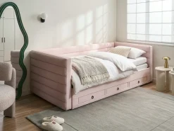 Letto da giorno con contenitore Velluto MEUDON 90 x 200 cm Rosa pastello