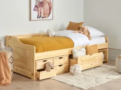 Letto da giorno con contenitore Legno di pino ROYVILLE 90 x 200 cm Marrone chiaro