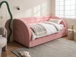 Letto estraibile Bouclé ALBIAC 90 x 200 cm Rosa pastello