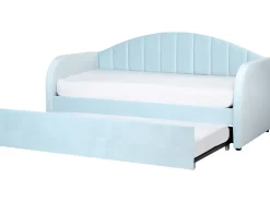 Letto estraibile Velluto EYBURIE 90 x 200 cm Azzurro