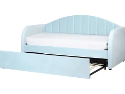 Letto estraibile Velluto EYBURIE 90 x 200 cm Azzurro