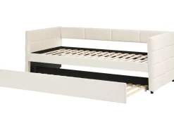 Letto estraibile Velluto CHAVONNE 90 x 200 cm Bianco sporco