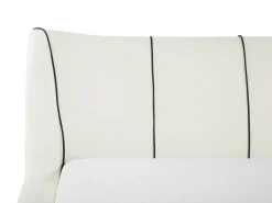 Letto Pelle naturale NANTES 140 x 200 cm Bianco sporco