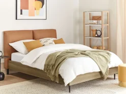 Letto Pelle sintetica LIMANTON 140 x 200 cm Marrone dorato
