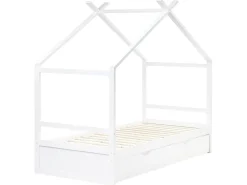 Letto per bambini Casa Legno di pino ORGEVAL 90 x 200 cm con contenitore Bianco