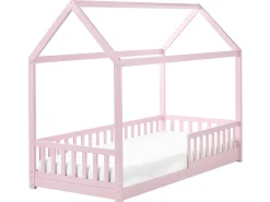 Letto per bambini Casa Legno di pino COSSAYE 90 x 200 cm Rosa pastello