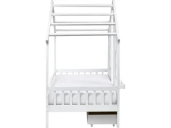 Letto per bambini con cassetti Casa Legno di pino TRAPPES 90 x 200 cm Bianco