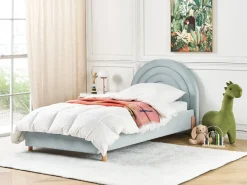 Letto per bambini Velluto ANET 90 x 200 cm Azzurro