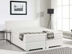Letto Continentale Pelle sintetica PRESIDENT 180 x 200 cm Bianco