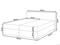 Letto Continentale Pelle sintetica PRESIDENT 180 x 200 cm Bianco