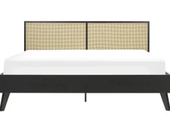 Letto Rattan MONPAZIER 180 x 200 cm Nero