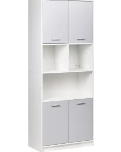 Libreria a 4 ante ZEHNA Grigio/Bianco