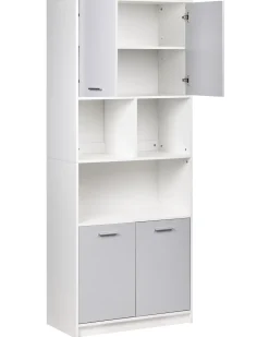 Libreria a 4 ante ZEHNA Grigio/Bianco