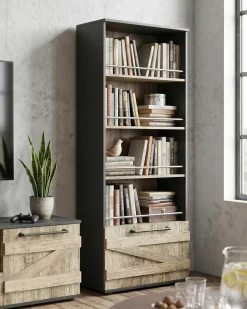 Libreria a 4 ripiani SALTER 163 cm Marrone/Nero
