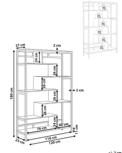 Mobile con 6 ripiani DAVEN 180 cm Marrone