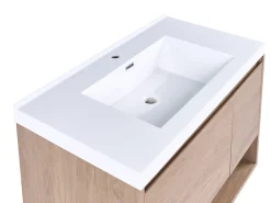 Mobile lavabo a parete con lavabo UMAYO Marrone chiaro