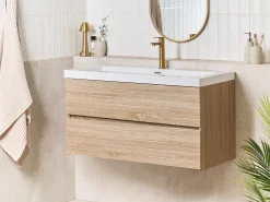 Mobile lavabo a parete con lavabo URUCU Marrone chiaro