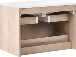 Mobile lavabo a parete con lavabo YELCHO Marrone chiaro