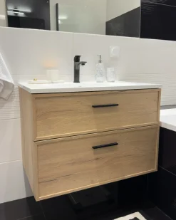 Mobile lavabo a parete con lavabo YELCHO Marrone chiaro