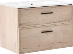 Mobile lavabo a parete con lavabo YELCHO Marrone chiaro