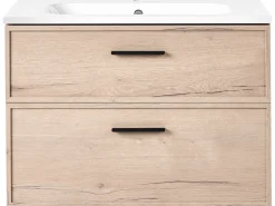 Mobile lavabo a parete con lavabo YELCHO Marrone chiaro