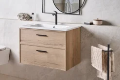 Mobile lavabo a parete con lavabo YELCHO Marrone chiaro