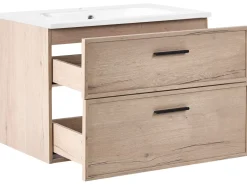 Mobile lavabo a parete con lavabo YELCHO Marrone chiaro