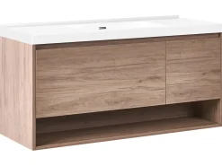 Mobile lavabo a parete con lavabo UMAYO Marrone chiaro