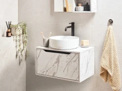 Mobile lavabo a parete PETROLINA 60 cm Marmo bianco