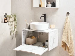 Mobile lavabo a parete PETROLINA 60 cm Marmo bianco