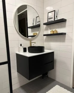 Mobile lavabo a parete QUINTELA 80 cm Nero