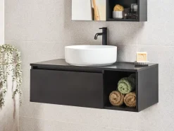 Mobile lavabo a parete RUPANCO 80 cm Nero