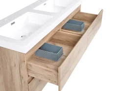 Mobile lavabo doppio a parete RANCO Marrone chiaro