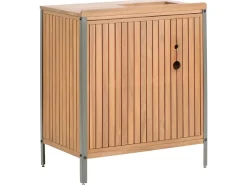 Mobile da cucina per esterni con lavello IVREA Legno di acacia certificato Marrone/Nero