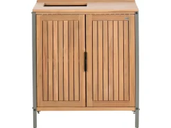 Mobile da cucina per esterni con lavello IVREA Legno di acacia certificato Marrone/Nero