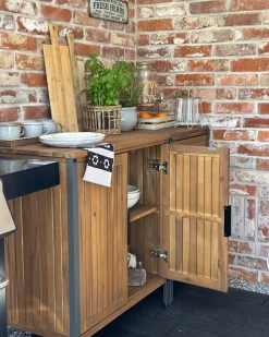 Mobile da cucina per esterni IVREA Legno di acacia certificato Marrone