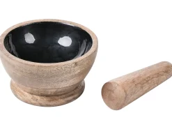 Mortaio e pestello QENA Legno di mango Marrone/Nero