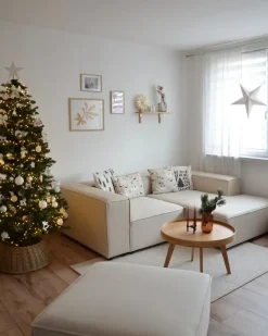 Ottomana APRICA Lino sintetico Beige