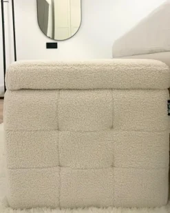 Ottomano contenitore MICHIGAN Bouclé Bianco