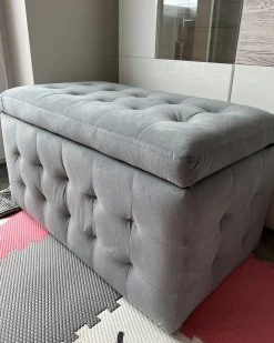Ottomano contenitore MICHIGAN Velluto Grigio chiaro