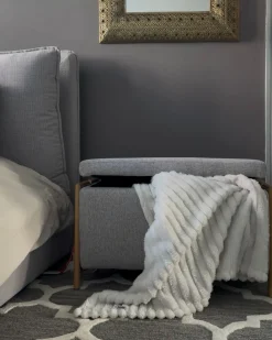 Panca contenitore imbottita EDLAND Tessuto Grigio chiaro