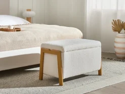 Panca contenitore imbottita EDLAND Bouclé Bianco