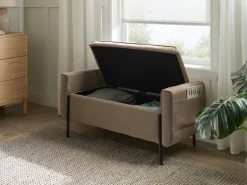 Panca contenitore imbottita LEWES Tessuto Beige