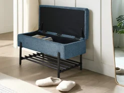 Panca porta scarpe SOLVANG Tessuto Blu con contenitore